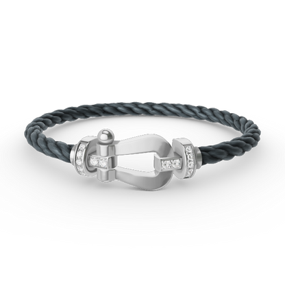 [：Polaidi Jewelry]FORCE LARGE HORSESHOE HALF DIAMOND BRACELET SILVER