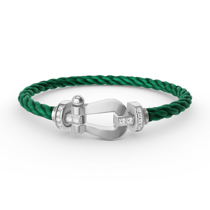 [Polaidi Jewelry]FORCE LARGE HORSESHOE HALF DIAMOND BRACELET SILVER