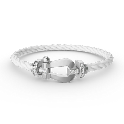 [Polaidi Jewelry]FORCE LARGE HORSESHOE HALF DIAMOND BRACELET SILVER