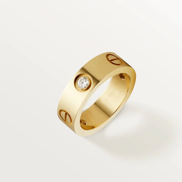[：Polaidi Jewelry]LOVE RING 5.5MM 3 DIAMONDS PINK GOLD