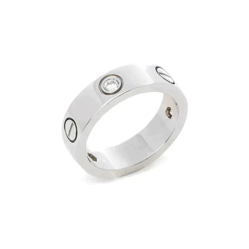 [：Polaidi Jewelry]LOVE RING 5.5MM 3 DIAMONDS SILVER