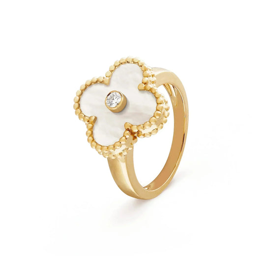 [Polaidi Jewelry]CLOVER PINK MOP RING GOLD DIAMOND
